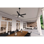 Ventilatore da soffitto per esterni Hunter 52 Skyflow con kit di luci a LED, controllo a parete - Stile moderno e contemporaneo costiero - WeatherMax - ANTIPIOGGIA!