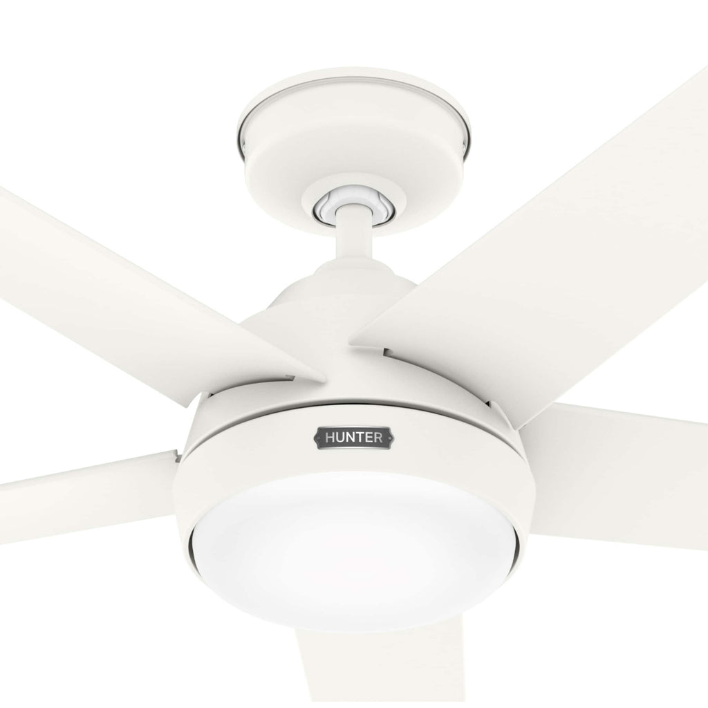 Ventilatore da soffitto per esterni Hunter 52 Skyflow con kit di luci a LED, controllo a parete - Stile moderno e contemporaneo costiero - WeatherMax - ANTIPIOGGIA!