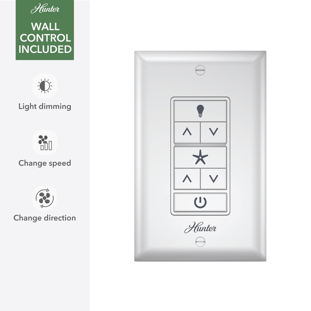 Ventilatore da soffitto per esterni Hunter 52 Skyflow con kit di luci a LED, controllo a parete - Stile moderno e contemporaneo costiero - WeatherMax - ANTIPIOGGIA!