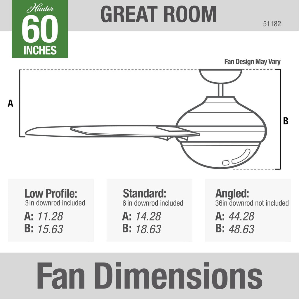 Ventilatore da soffitto Hunter WiFi Whittington con luce LED, telecomando portatile - Mulino a vento - Industriale, da fattoria, rustico - VENTILATORE INTELLIGENTE!