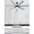 Ventilatore da soffitto Hunter WiFi Whittington con luce LED, telecomando portatile - Mulino a vento - Industriale, da fattoria, rustico - VENTILATORE INTELLIGENTE!