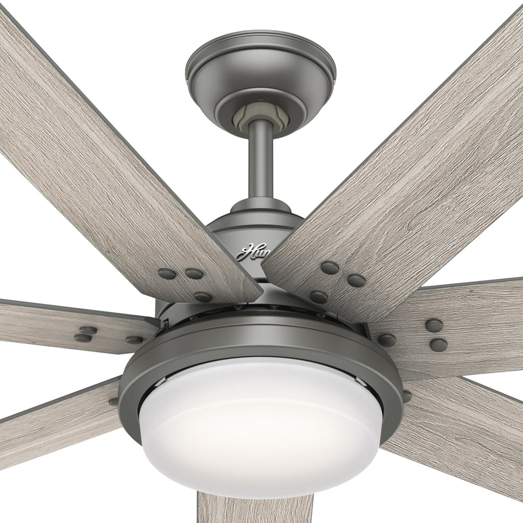 Ventilatore da soffitto Hunter WiFi Whittington con luce LED, telecomando portatile - Mulino a vento - Industriale, da fattoria, rustico - VENTILATORE INTELLIGENTE!