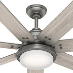 Ventilatore da soffitto Hunter WiFi Whittington con luce LED, telecomando portatile - Mulino a vento - Industriale, da fattoria, rustico - VENTILATORE INTELLIGENTE!