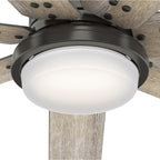 Ventilatore da soffitto Hunter WiFi Whittington con luce LED, telecomando portatile - Mulino a vento - Industriale, da fattoria, rustico - VENTILATORE INTELLIGENTE!