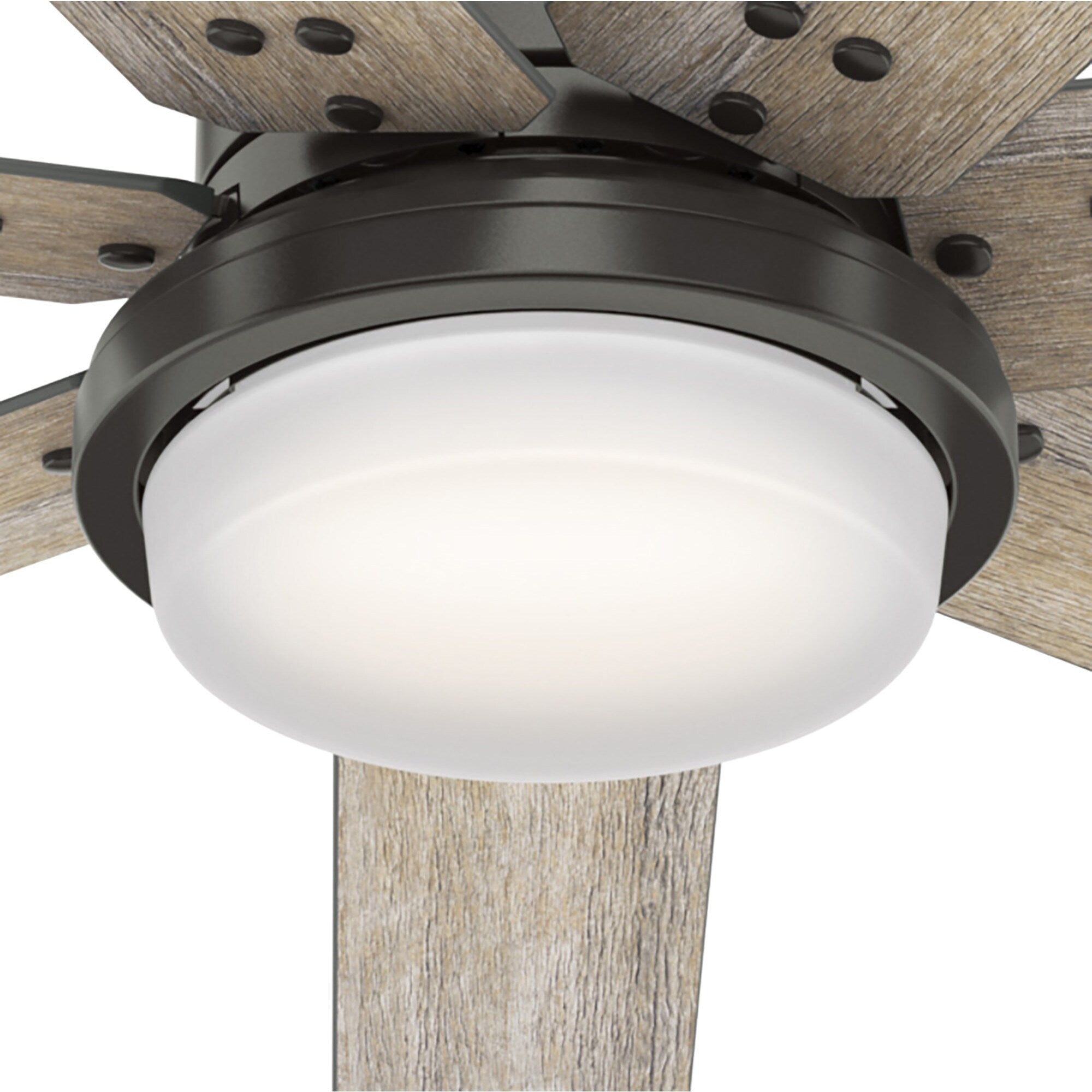 Ventilatore da soffitto Hunter WiFi Whittington con luce LED, telecomando portatile - Mulino a vento - Industriale, da fattoria, rustico - VENTILATORE INTELLIGENTE!
