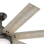 Ventilatore da soffitto Hunter WiFi Whittington con luce LED, telecomando portatile - Mulino a vento - Industriale, da fattoria, rustico - VENTILATORE INTELLIGENTE!