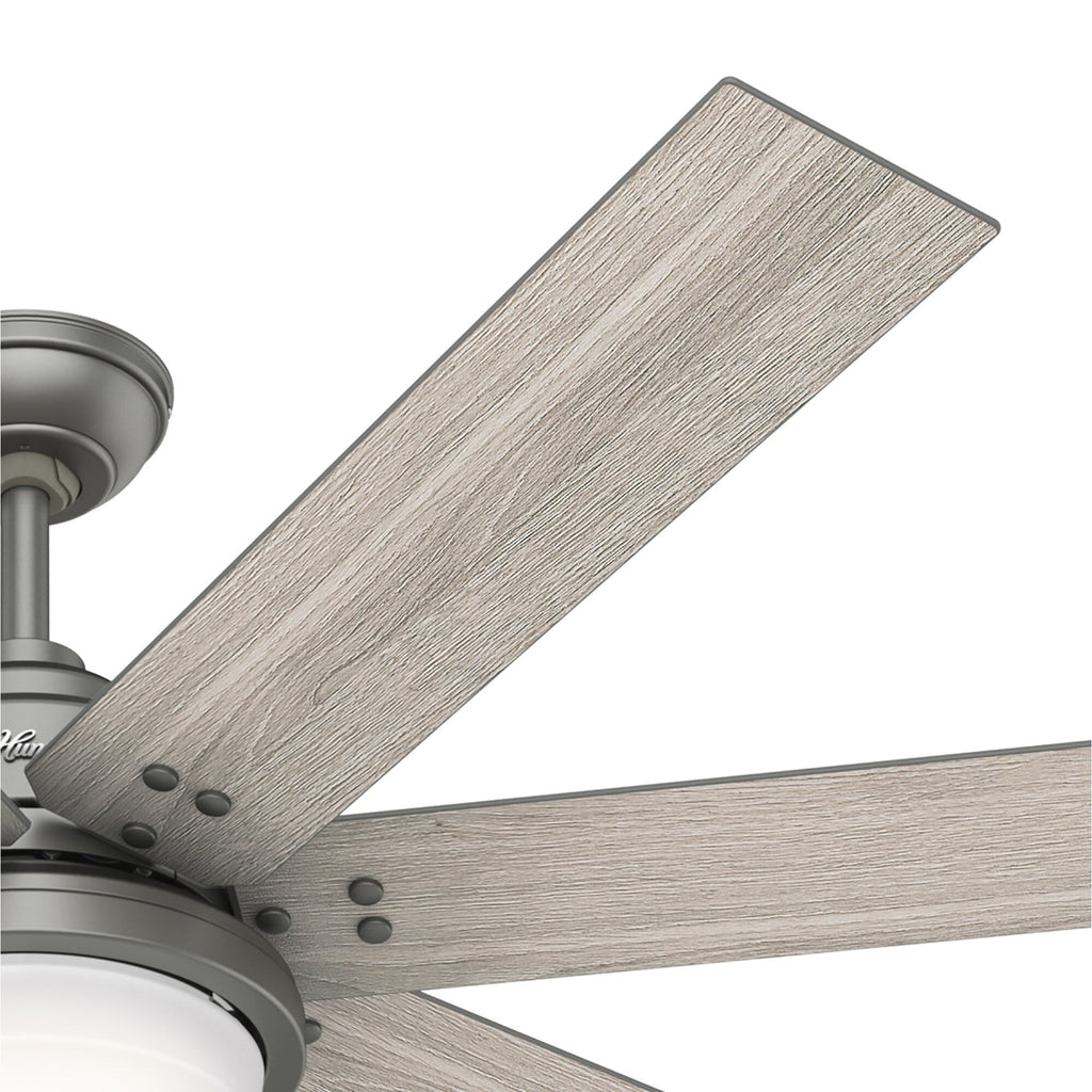 Ventilatore da soffitto Hunter WiFi Whittington con luce LED, telecomando portatile - Mulino a vento - Industriale, da fattoria, rustico - VENTILATORE INTELLIGENTE!