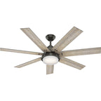 Ventilatore da soffitto Hunter WiFi Whittington con luce LED, telecomando portatile - Mulino a vento - Industriale, da fattoria, rustico - VENTILATORE INTELLIGENTE!