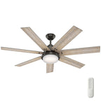 Ventilatore da soffitto Hunter WiFi Whittington con luce LED, telecomando portatile - Mulino a vento - Industriale, da fattoria, rustico - VENTILATORE INTELLIGENTE!