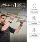 Ventilatore da soffitto Hunter WiFi Whittington con luce LED, telecomando portatile - Mulino a vento - Industriale, da fattoria, rustico - VENTILATORE INTELLIGENTE!