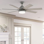 Ventilatore da soffitto Hunter WiFi Whittington con luce LED, telecomando portatile - Mulino a vento - Industriale, da fattoria, rustico - VENTILATORE INTELLIGENTE!