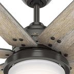 Ventilatore da soffitto Hunter WiFi Whittington con luce LED, telecomando portatile - Mulino a vento - Industriale, da fattoria, rustico - VENTILATORE INTELLIGENTE!