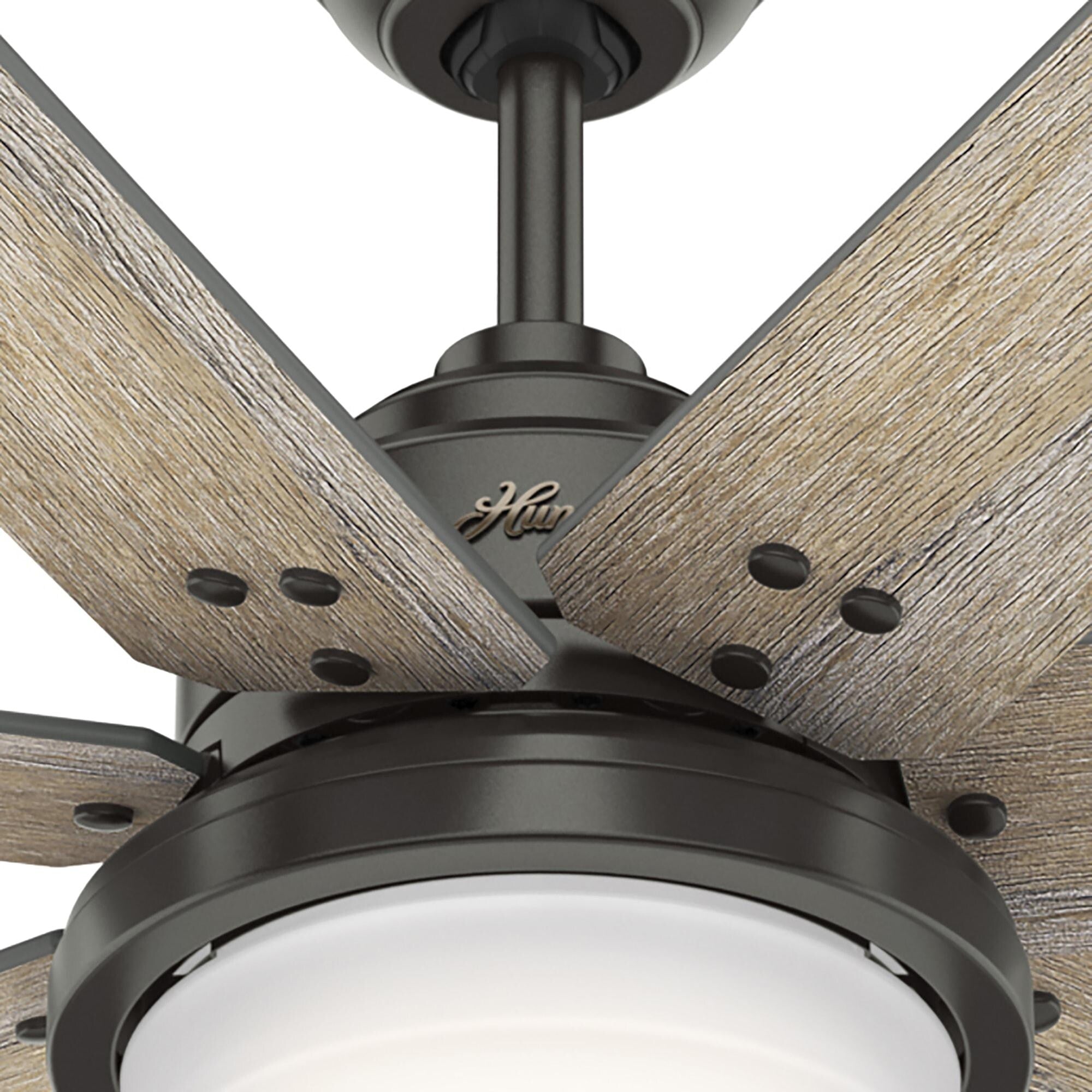 Ventilatore da soffitto Hunter WiFi Whittington con luce LED, telecomando portatile - Mulino a vento - Industriale, da fattoria, rustico - VENTILATORE INTELLIGENTE!