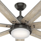 Ventilatore da soffitto Hunter WiFi Whittington con luce LED, telecomando portatile - Mulino a vento - Industriale, da fattoria, rustico - VENTILATORE INTELLIGENTE!