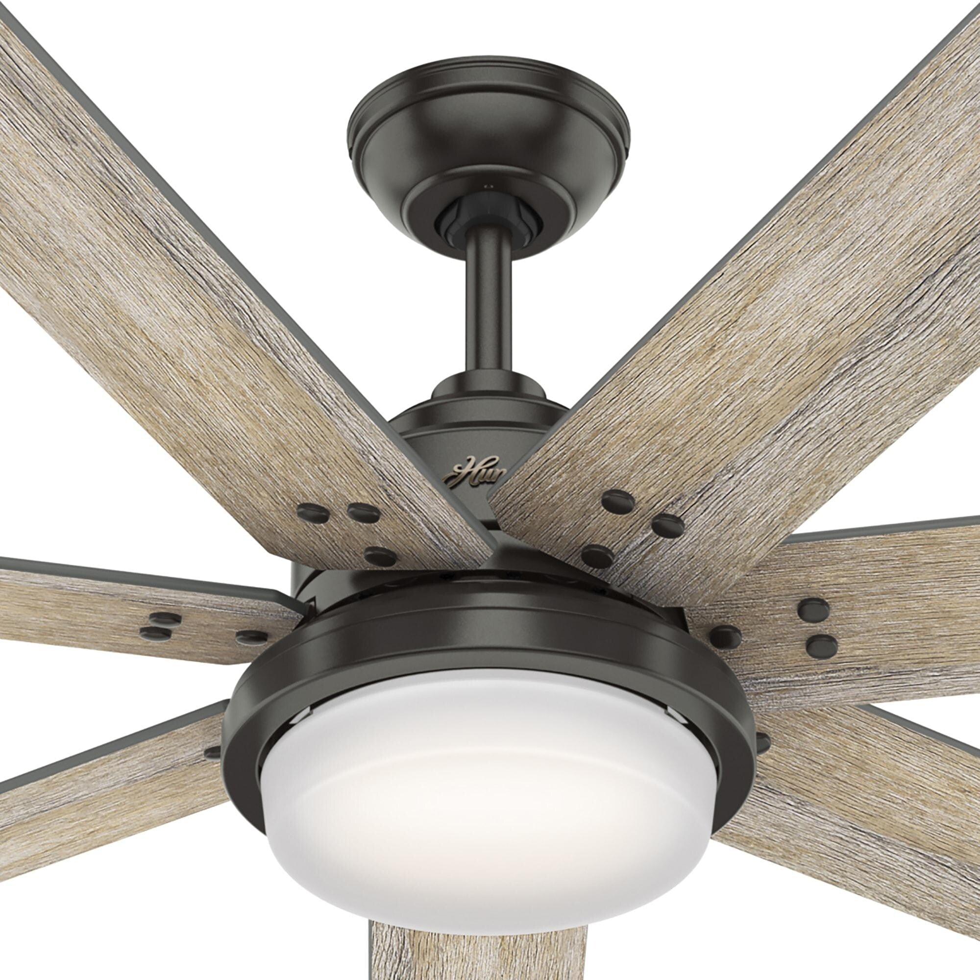 Ventilatore da soffitto Hunter WiFi Whittington con luce LED, telecomando portatile - Mulino a vento - Industriale, da fattoria, rustico - VENTILATORE INTELLIGENTE!