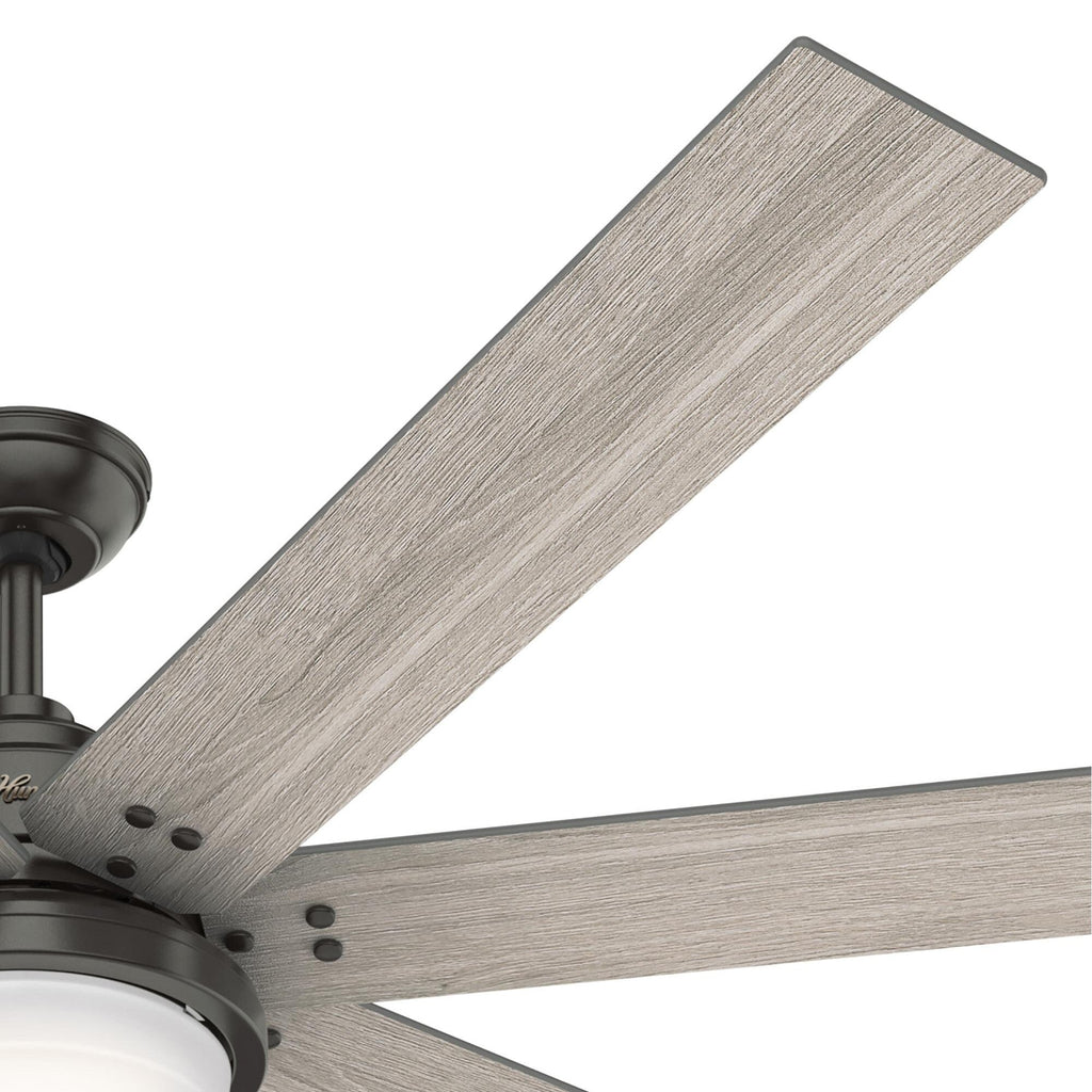 Ventilatore da soffitto Hunter WiFi Whittington con luce LED, telecomando portatile - Mulino a vento - Industriale, da fattoria, rustico - VENTILATORE INTELLIGENTE!