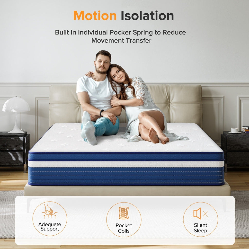 Materasso a molle SweDrea da 10 pollici con pillow top di media rigidità per alleviare il mal di schiena e rinfrescarsi, con certificazione CertiPUR-US, SGS e OEKO-TEX.
