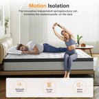 Materasso SweDrea in memory foam ibrido di medie dimensioni da 12 pollici con certificazione CertiPUR-US e Oeko-TEX, con assorbimento del carbone di bambù.
