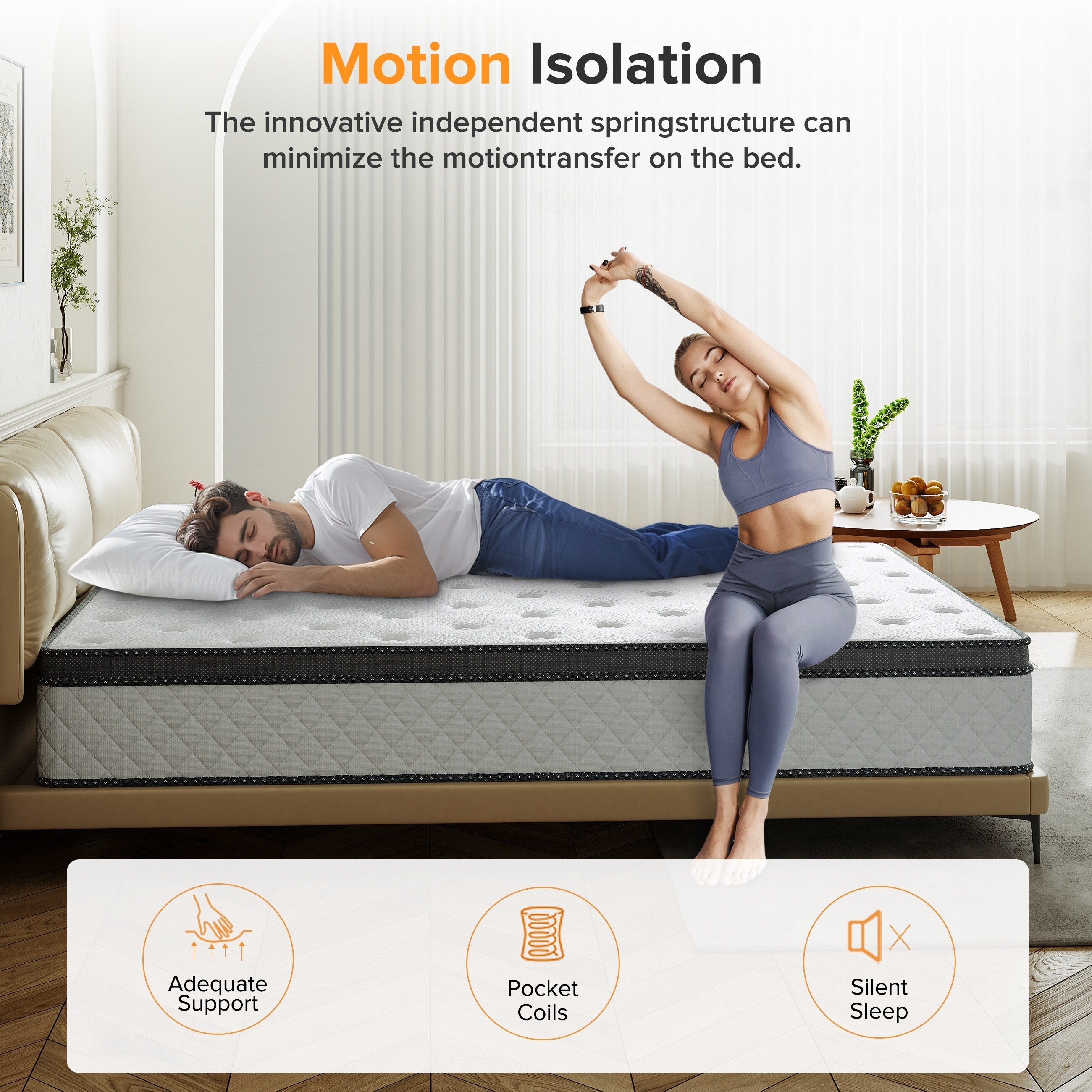 Materasso SweDrea in memory foam ibrido di medie dimensioni da 12 pollici con certificazione CertiPUR-US e Oeko-TEX, con assorbimento del carbone di bambù.