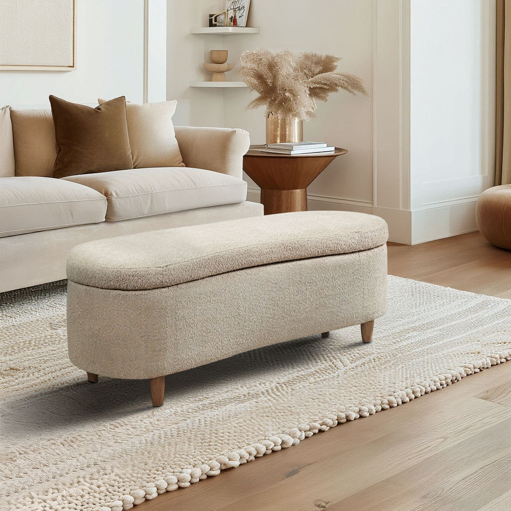 Panca contenitore curva in stile bouclé Bailey INK IVY