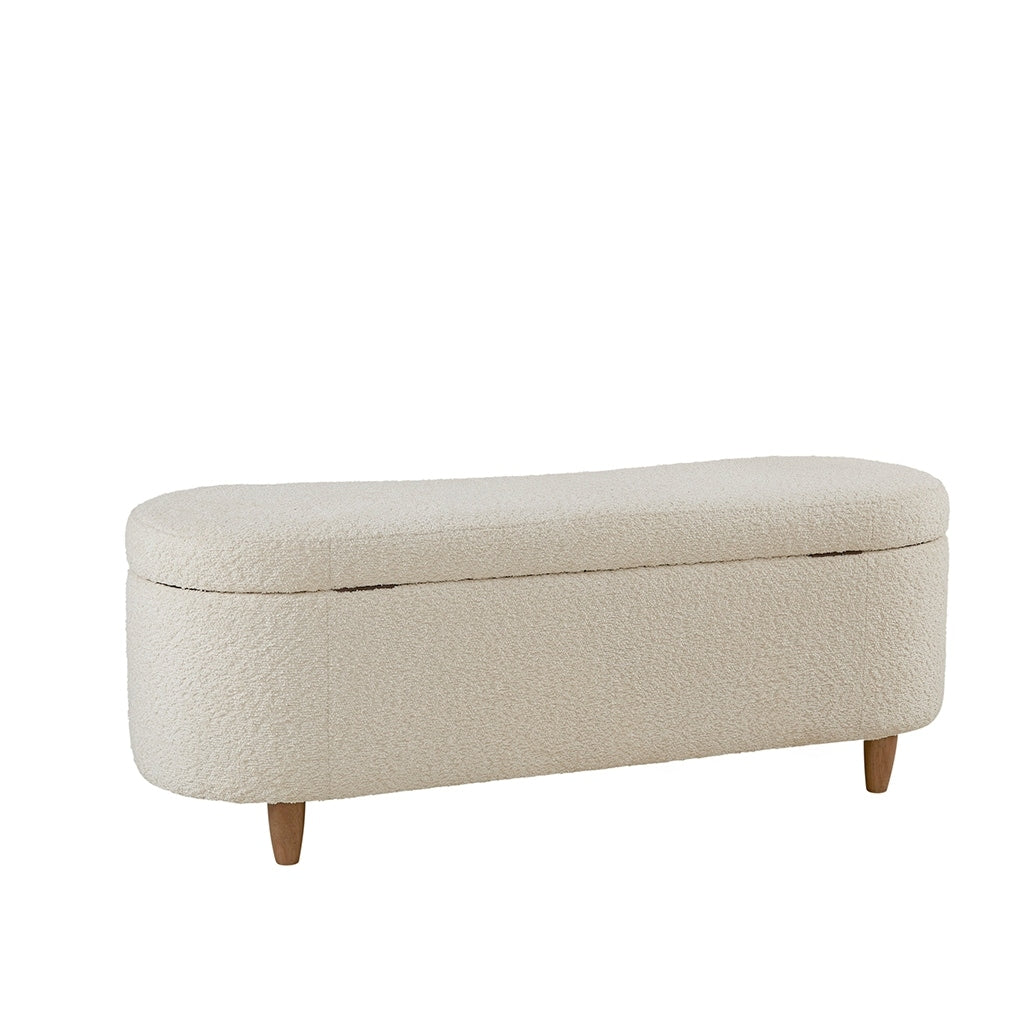 Panca contenitore curva in stile bouclé Bailey INK IVY