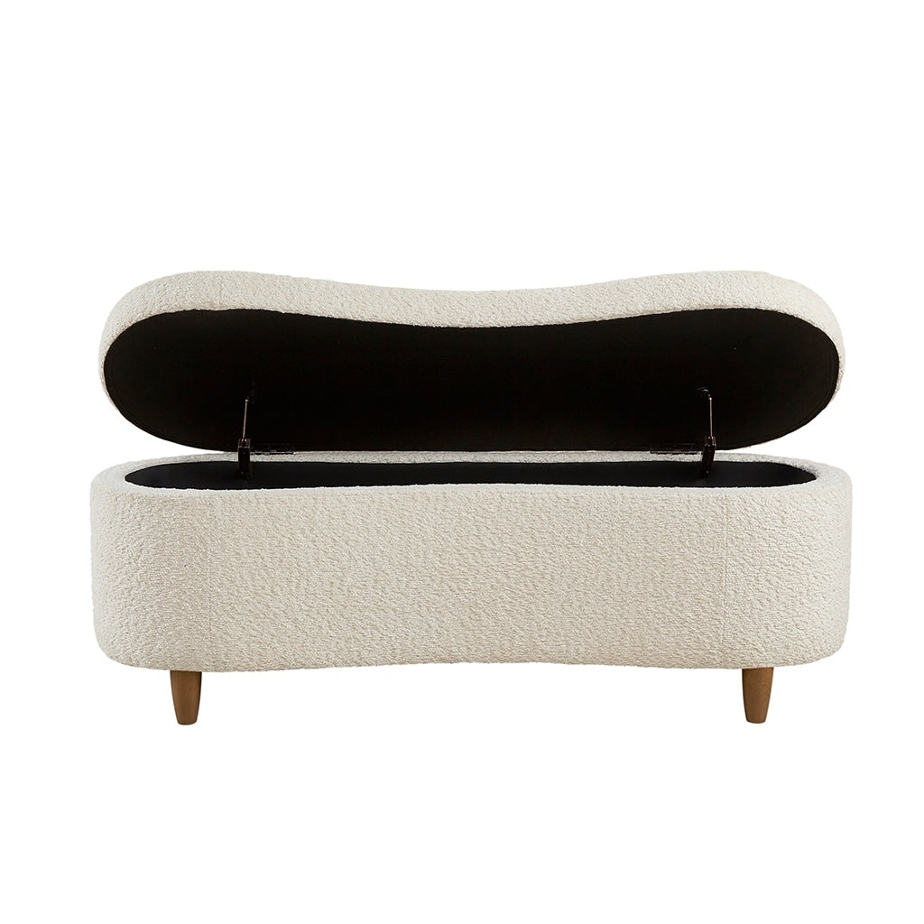Panca contenitore curva in stile bouclé Bailey INK IVY
