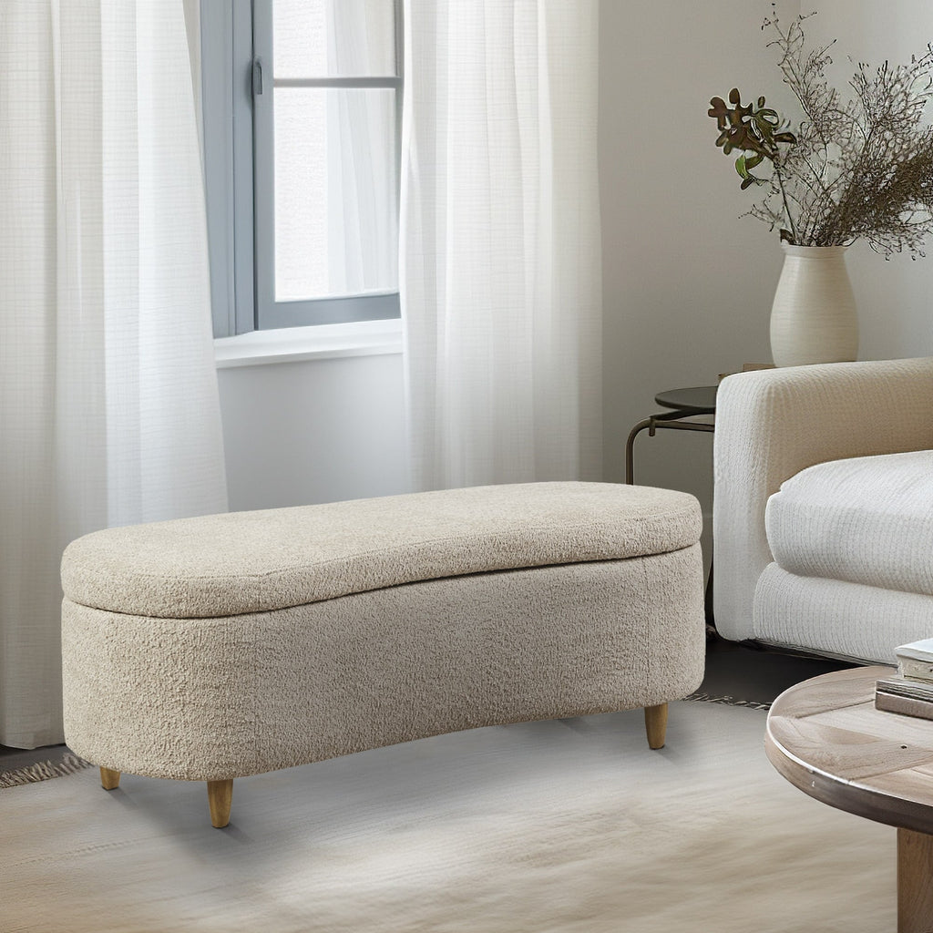 Panca contenitore curva in stile bouclé Bailey INK IVY