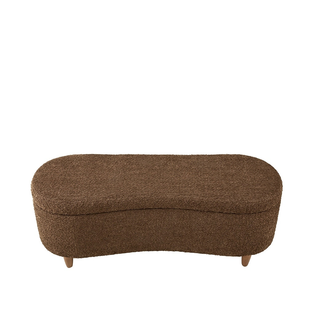 Panca contenitore curva in stile bouclé Bailey INK IVY