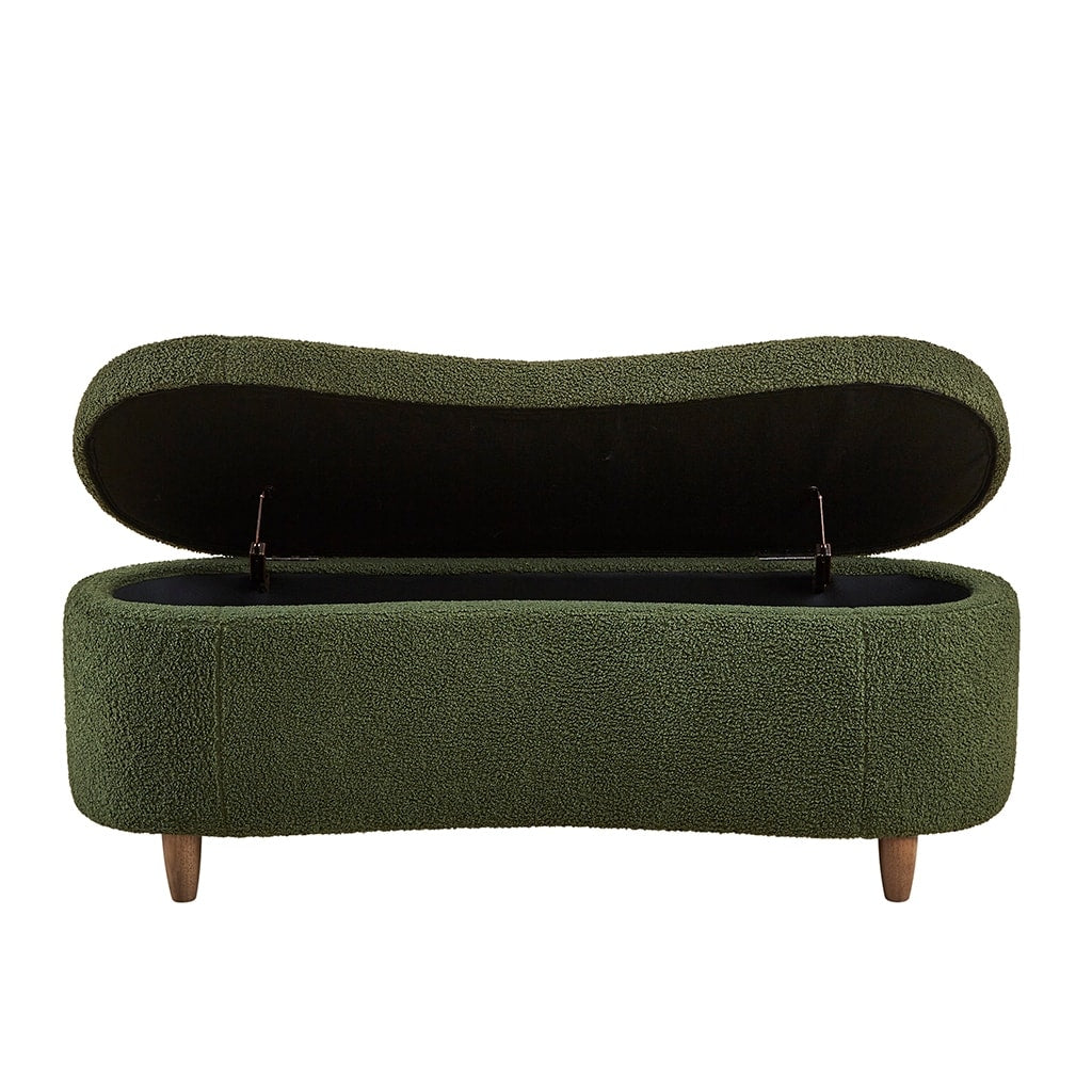 Panca contenitore curva in stile bouclé Bailey INK IVY