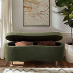 Panca contenitore curva in stile bouclé Bailey INK IVY