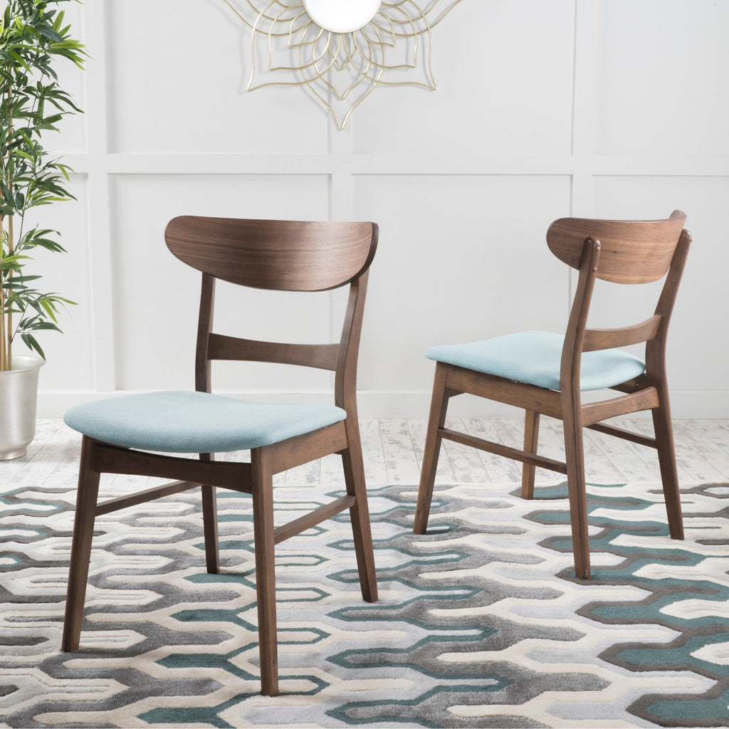 Sedia da pranzo Abrielle in legno di caucciù imbottita in stile moderno di metà secolo (set di 2) di Christopher Knight Home