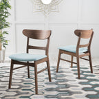Sedia da pranzo Abrielle in legno di caucciù imbottita in stile moderno di metà secolo (set di 2) di Christopher Knight Home