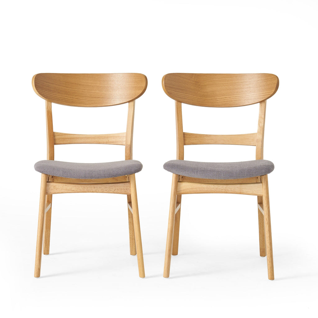 Sedia da pranzo Abrielle in legno di caucciù imbottita in stile moderno di metà secolo (set di 2) di Christopher Knight Home