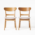 Sedia da pranzo Abrielle in legno di caucciù imbottita in stile moderno di metà secolo (set di 2) di Christopher Knight Home