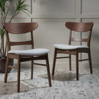 Sedia da pranzo Abrielle in legno di caucciù imbottita in stile moderno di metà secolo (set di 2) di Christopher Knight Home