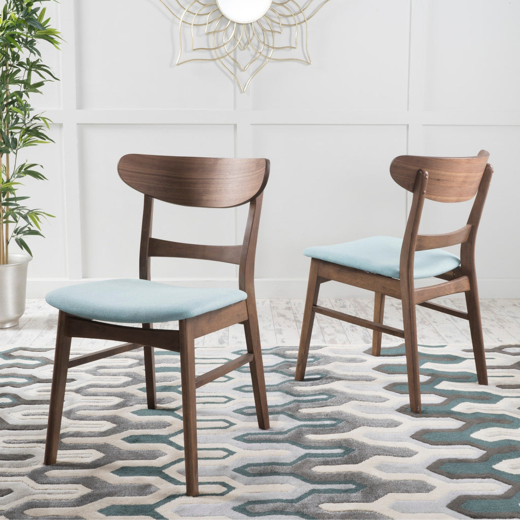 Sedia da pranzo Abrielle in legno di caucciù imbottita in stile moderno di metà secolo (set di 2) di Christopher Knight Home