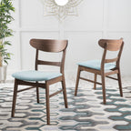 Sedia da pranzo Abrielle in legno di caucciù imbottita in stile moderno di metà secolo (set di 2) di Christopher Knight Home