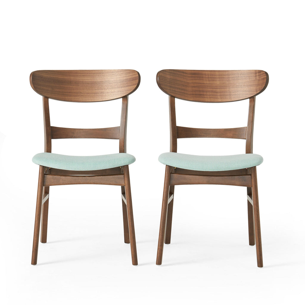 Sedia da pranzo Abrielle in legno di caucciù imbottita in stile moderno di metà secolo (set di 2) di Christopher Knight Home