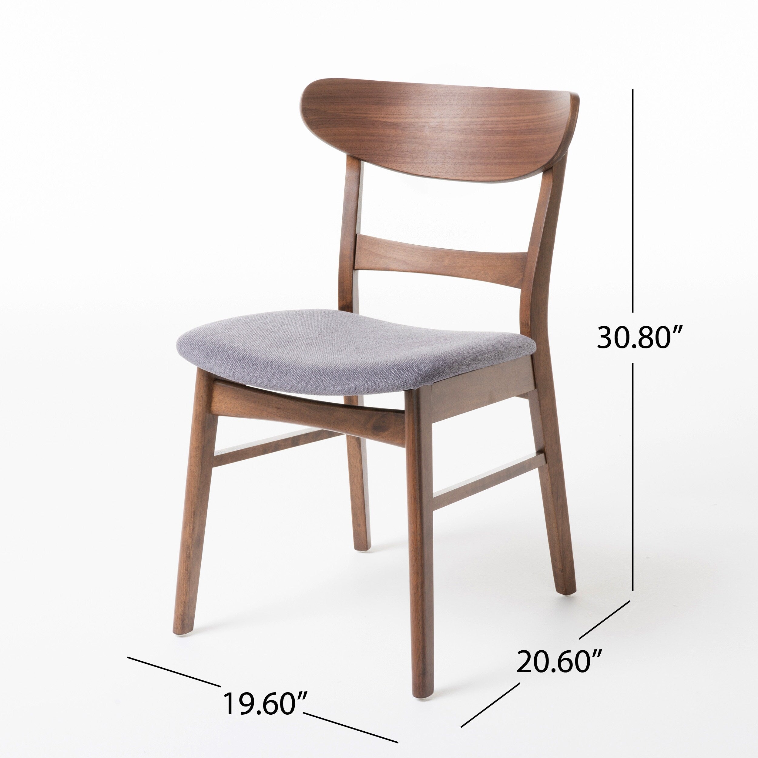 Sedia da pranzo Abrielle in legno di caucciù imbottita in stile moderno di metà secolo (set di 2) di Christopher Knight Home