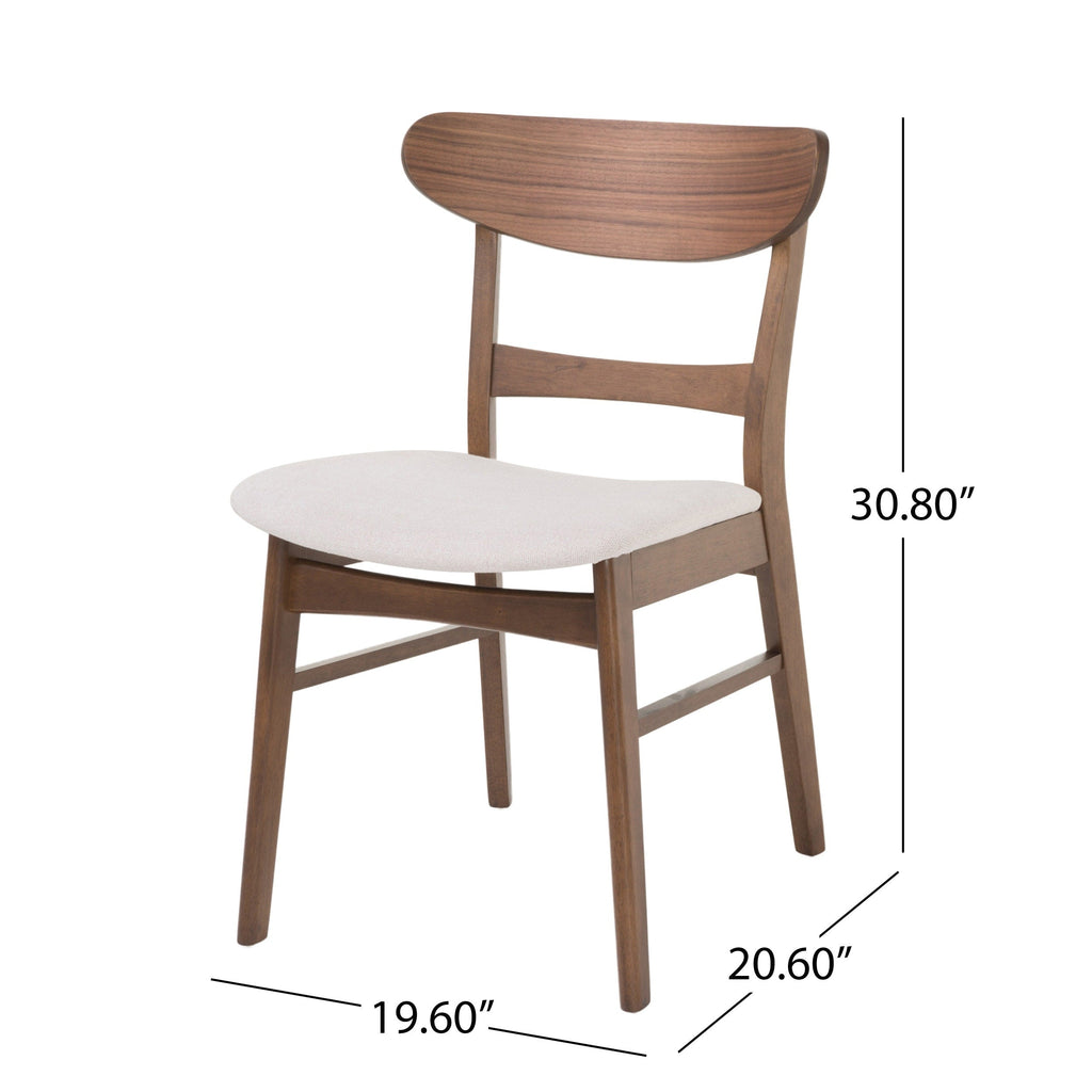 Sedia da pranzo Abrielle in legno di caucciù imbottita in stile moderno di metà secolo (set di 2) di Christopher Knight Home