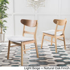 Sedia da pranzo Abrielle in legno di caucciù imbottita in stile moderno di metà secolo (set di 2) di Christopher Knight Home