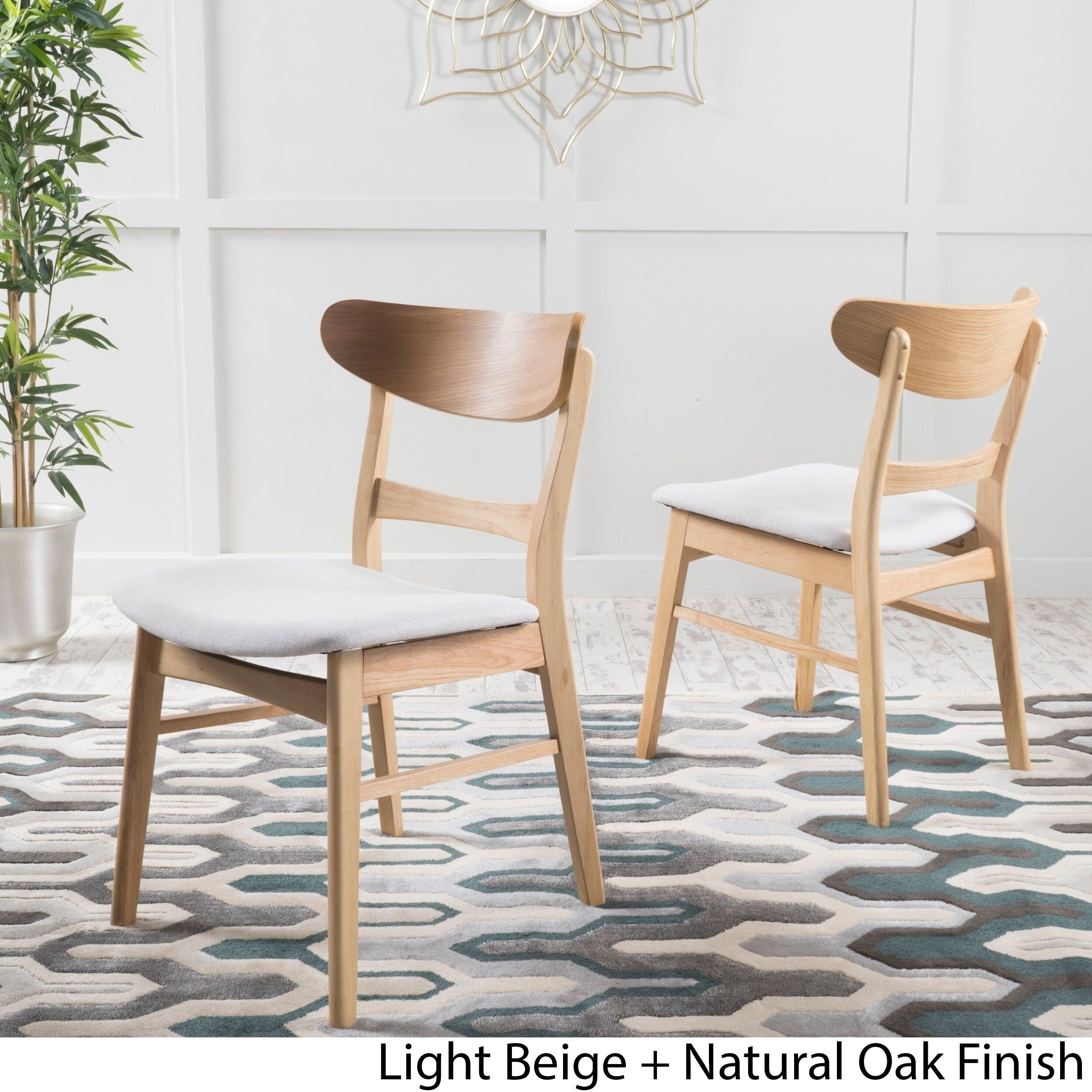 Sedia da pranzo Abrielle in legno di caucciù imbottita in stile moderno di metà secolo (set di 2) di Christopher Knight Home