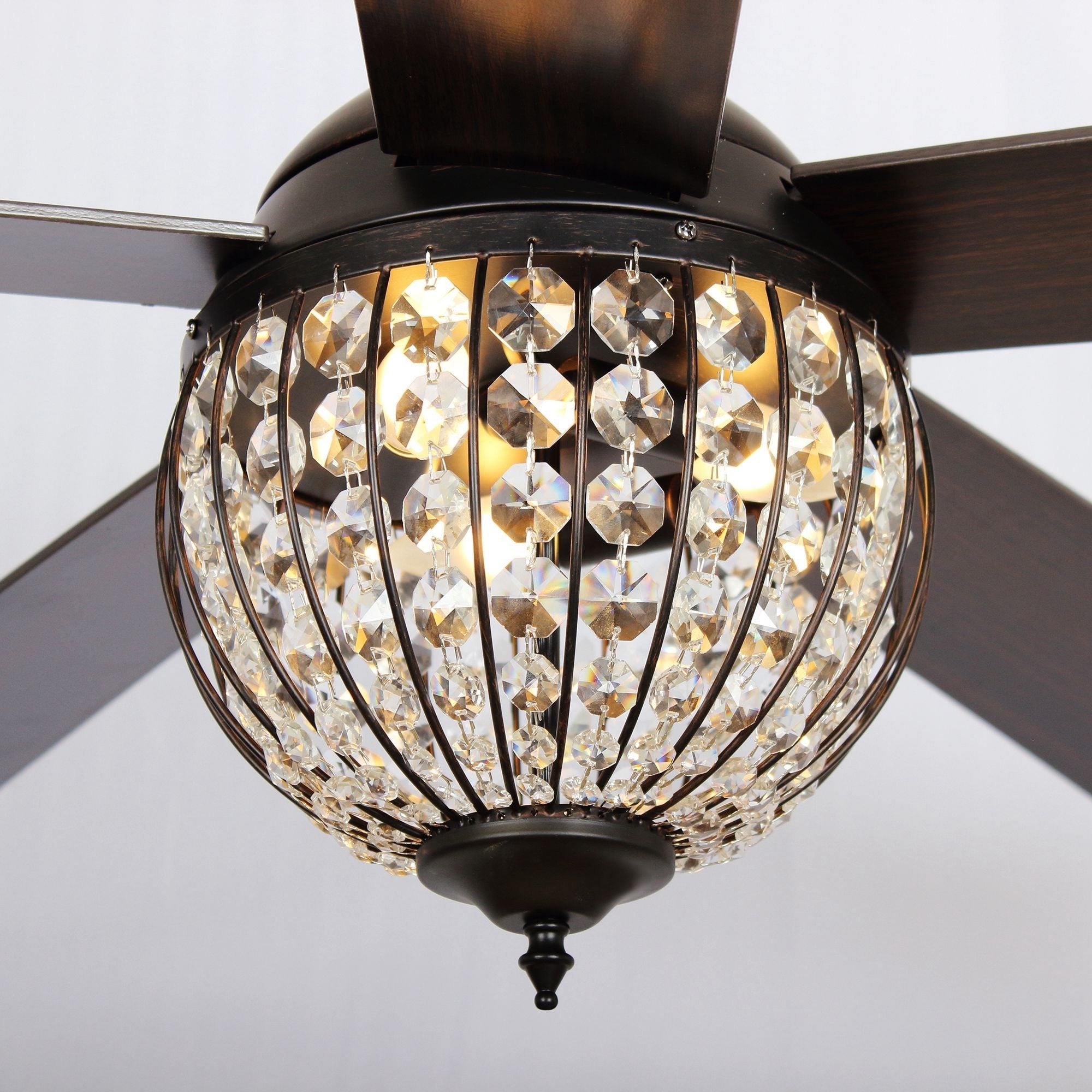 Ventilatore da soffitto industriale in legno nero a 5 pale con telecomando