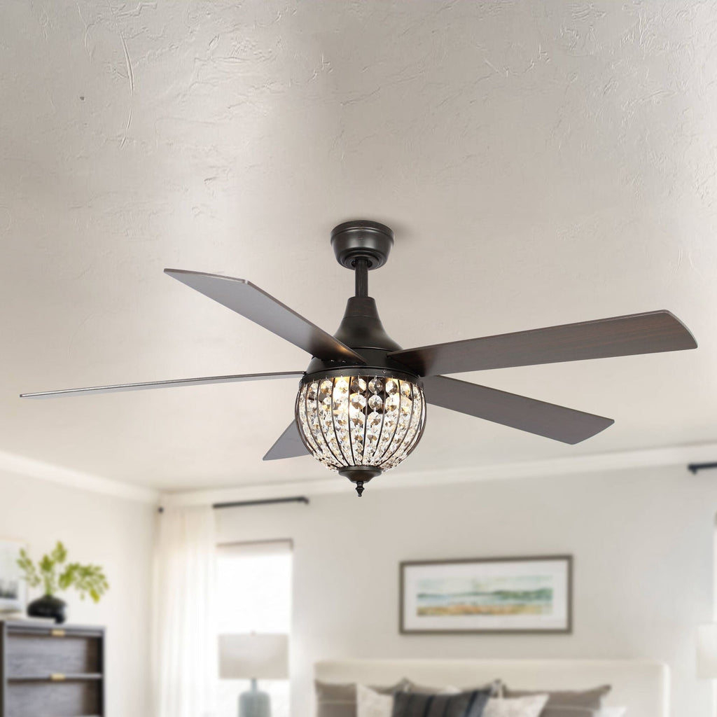 Ventilatore da soffitto industriale in legno nero a 5 pale con telecomando
