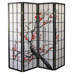 Divisorio per stanza giapponese a 4 pannelli Roundhill Furniture, Plum Blossom