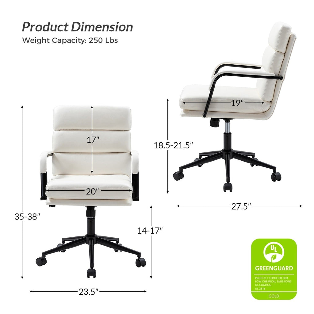 Sedia Joseph Modern Task in similpelle con blocco dell'inclinazione e inclinazione centrale di HULALA HOME