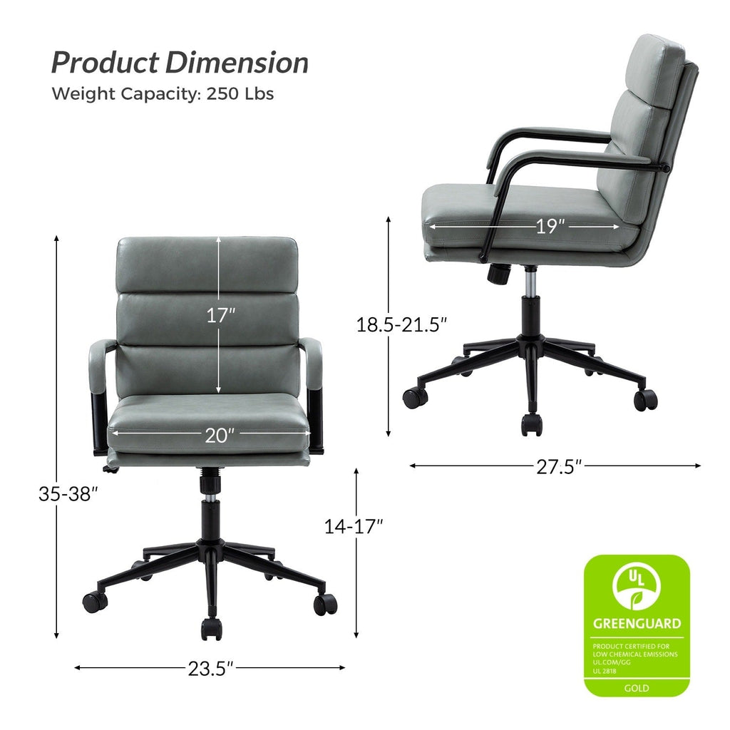 Sedia Joseph Modern Task in similpelle con blocco dell'inclinazione e inclinazione centrale di HULALA HOME