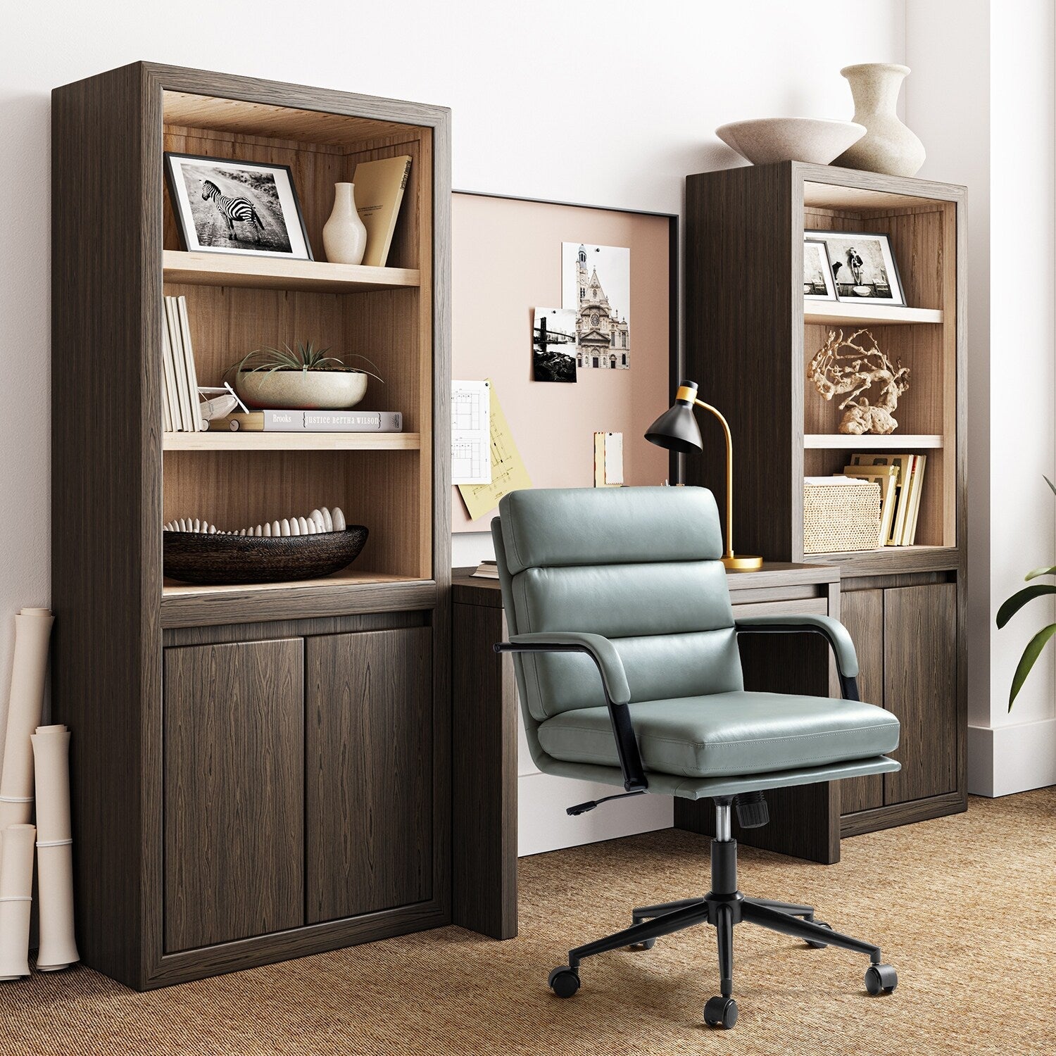 Sedia Joseph Modern Task in similpelle con blocco dell'inclinazione e inclinazione centrale di HULALA HOME