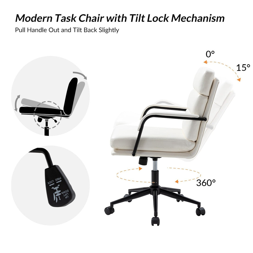 Sedia Joseph Modern Task in similpelle con blocco dell'inclinazione e inclinazione centrale di HULALA HOME