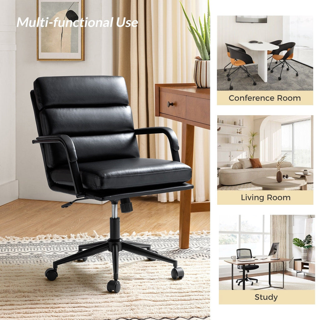 Sedia Joseph Modern Task in similpelle con blocco dell'inclinazione e inclinazione centrale di HULALA HOME